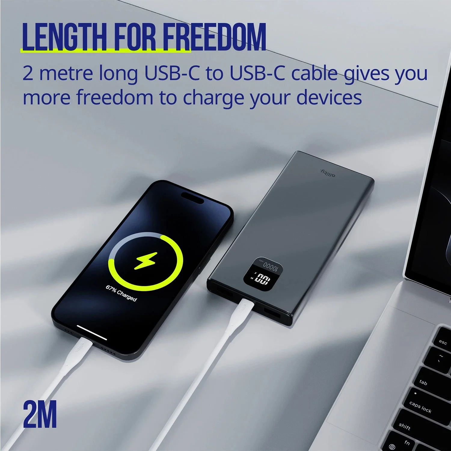 Allity USB-C - USB-C 2.0m 60W - White
