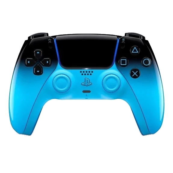 LUNE Sony PlayStation 5 DualSense wireless controller in Rythm Blue with black gradient and ergonomic design.