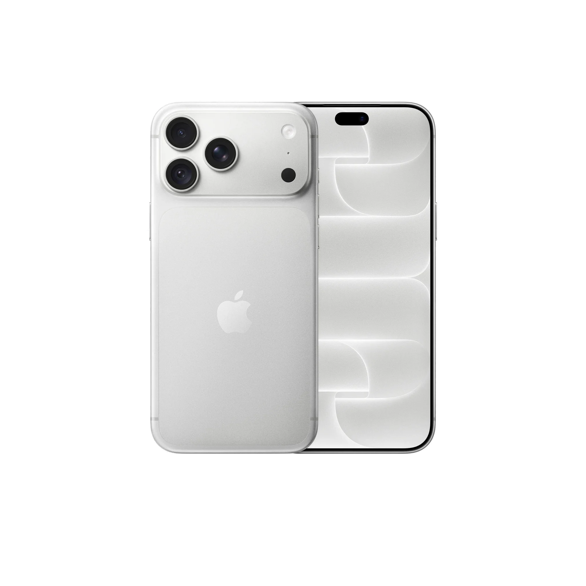 A silver Apple iPhone shown from the back and front against a clean white background.