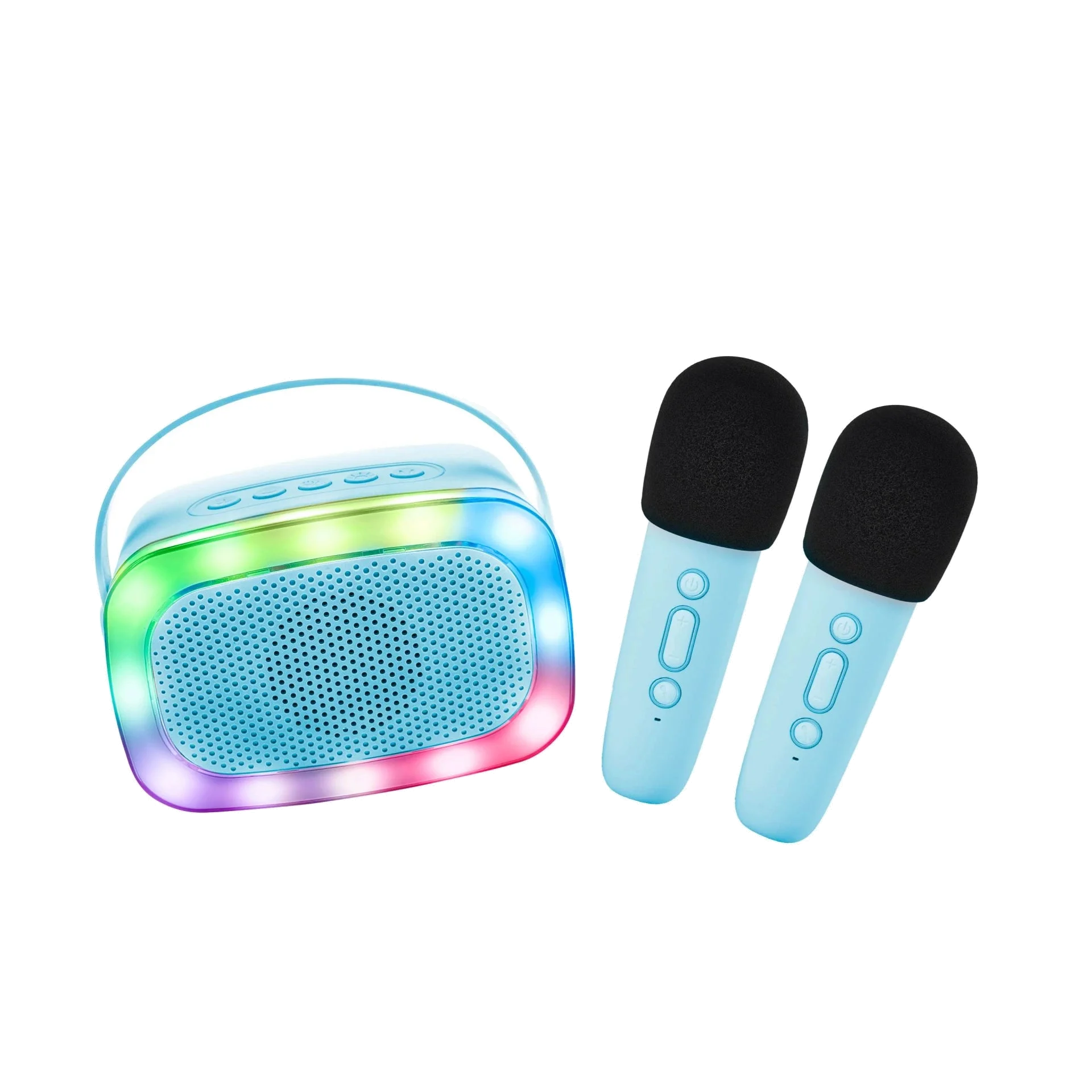 LALARMA KARAOKE WITH LIGHTS AND TWO MICROPHONE - BLUE