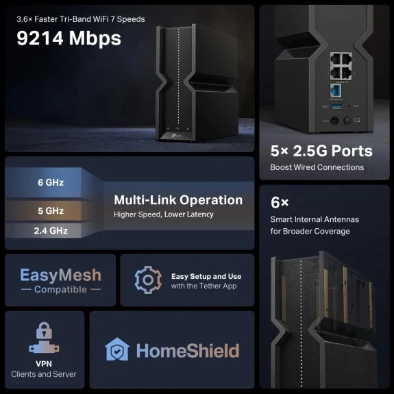 TP-LINK ARCHER BE550 WI-FI 7 ROUTER, BE9300