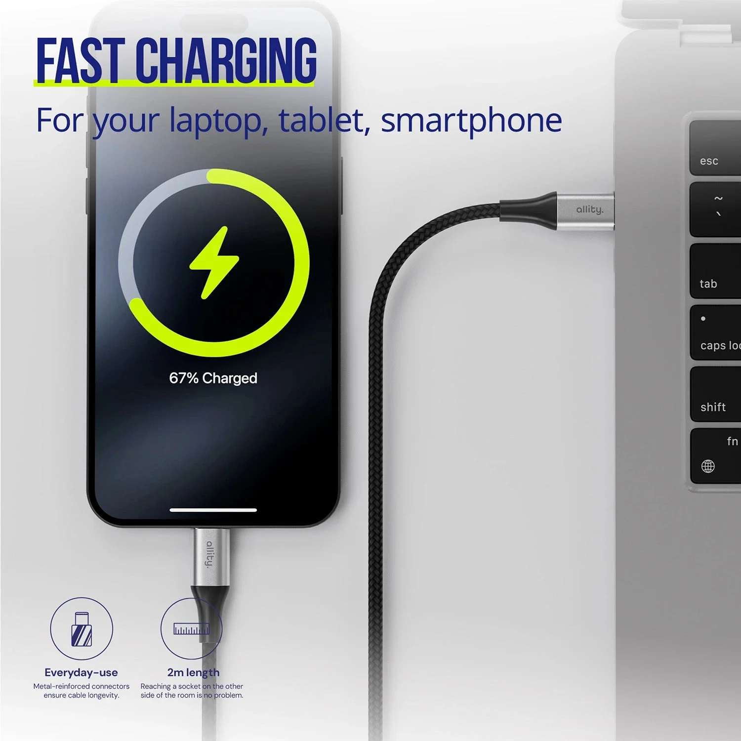 Allity USB-C - USB-C 2.0m 100W (Braided)