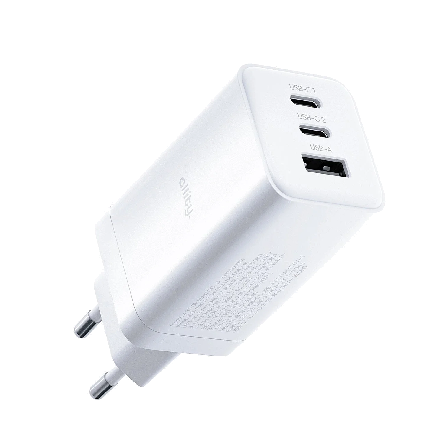 Allity Wall Charger GaN PD QC 2x USB-C 1x USB-A 65W