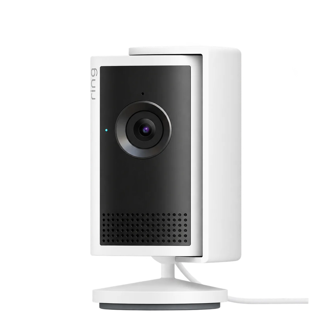 Ring Indoor Cam Plus, hvít – myndavél með linsuloki og rafmagnssnúru