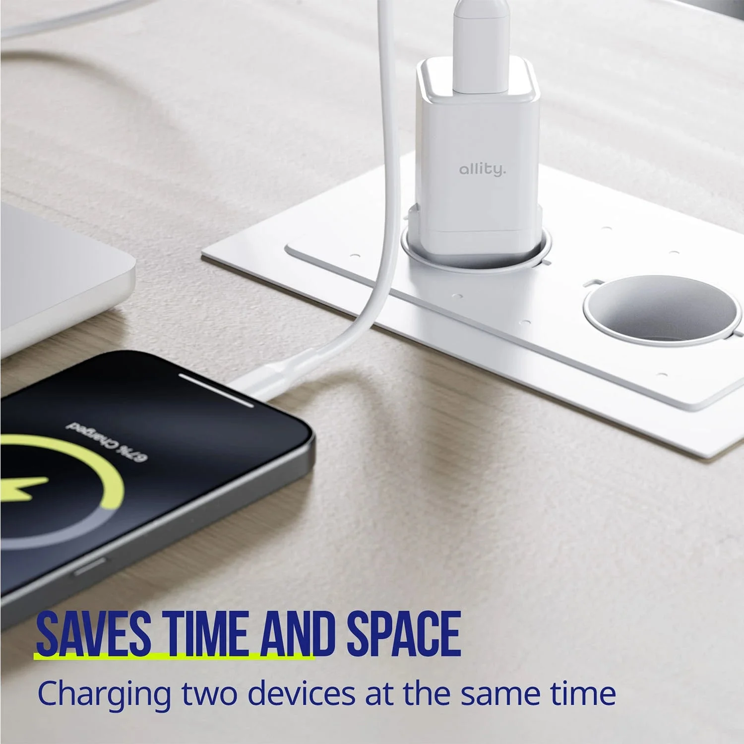 Allity Wall Charger GaN PD 30w USB-C/USB-A - White