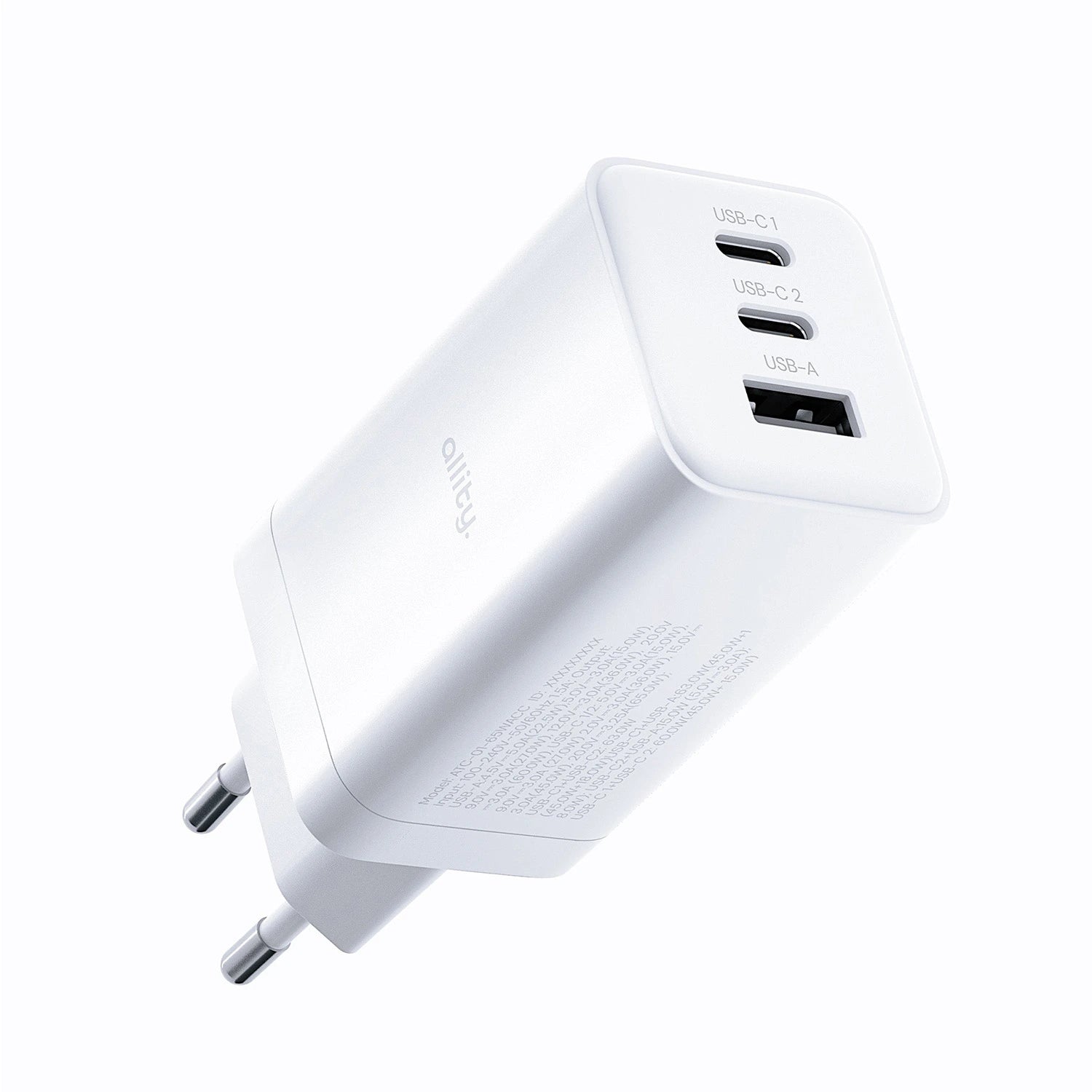 Allity Wall Charger GaN PD QC 2x USB-C 1x USB-A 65W