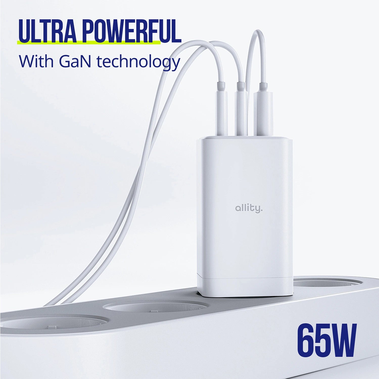 Allity Wall Charger GaN PD QC 2x USB-C 1x USB-A 65W