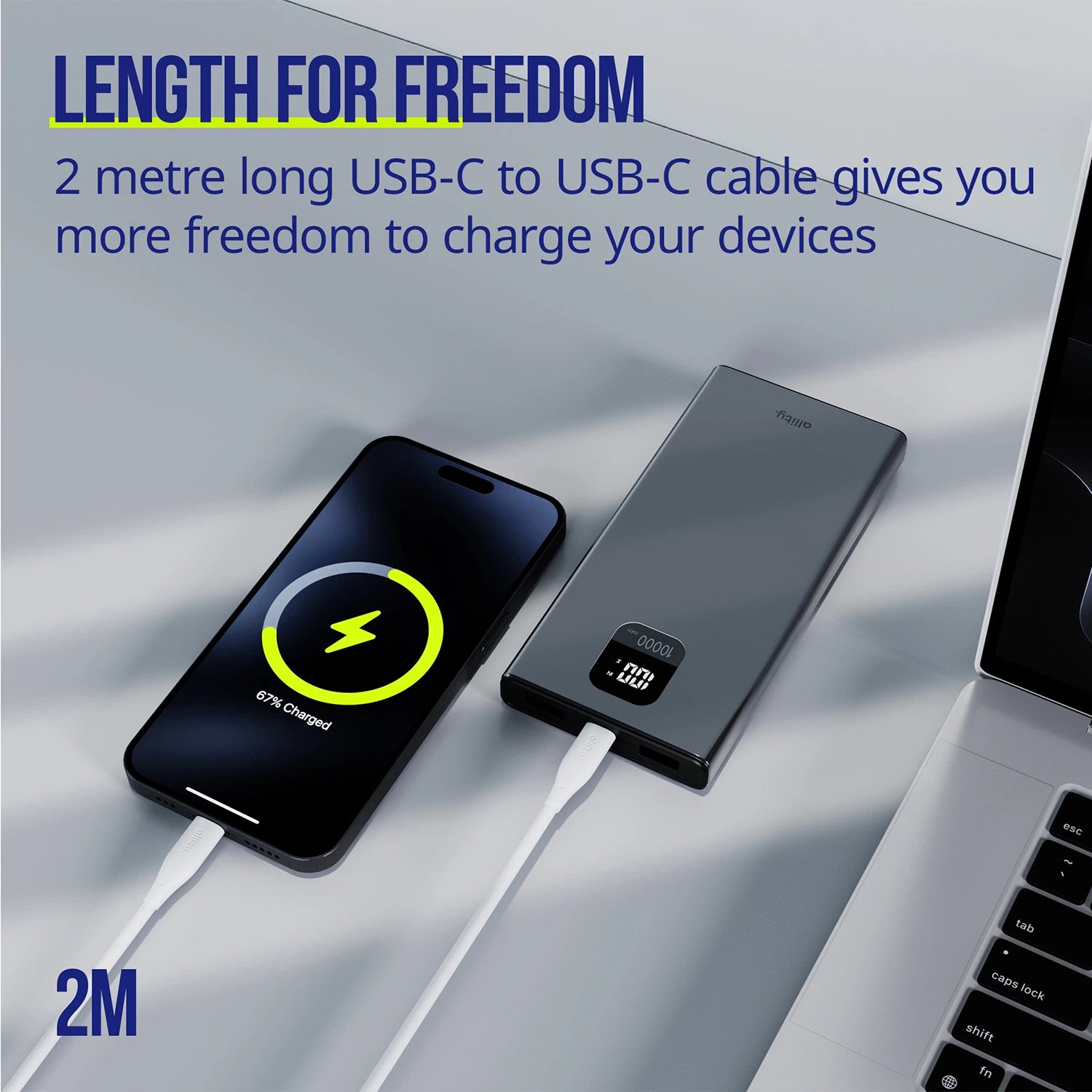 Allity USB-C - USB-C 2.0m 60W - White