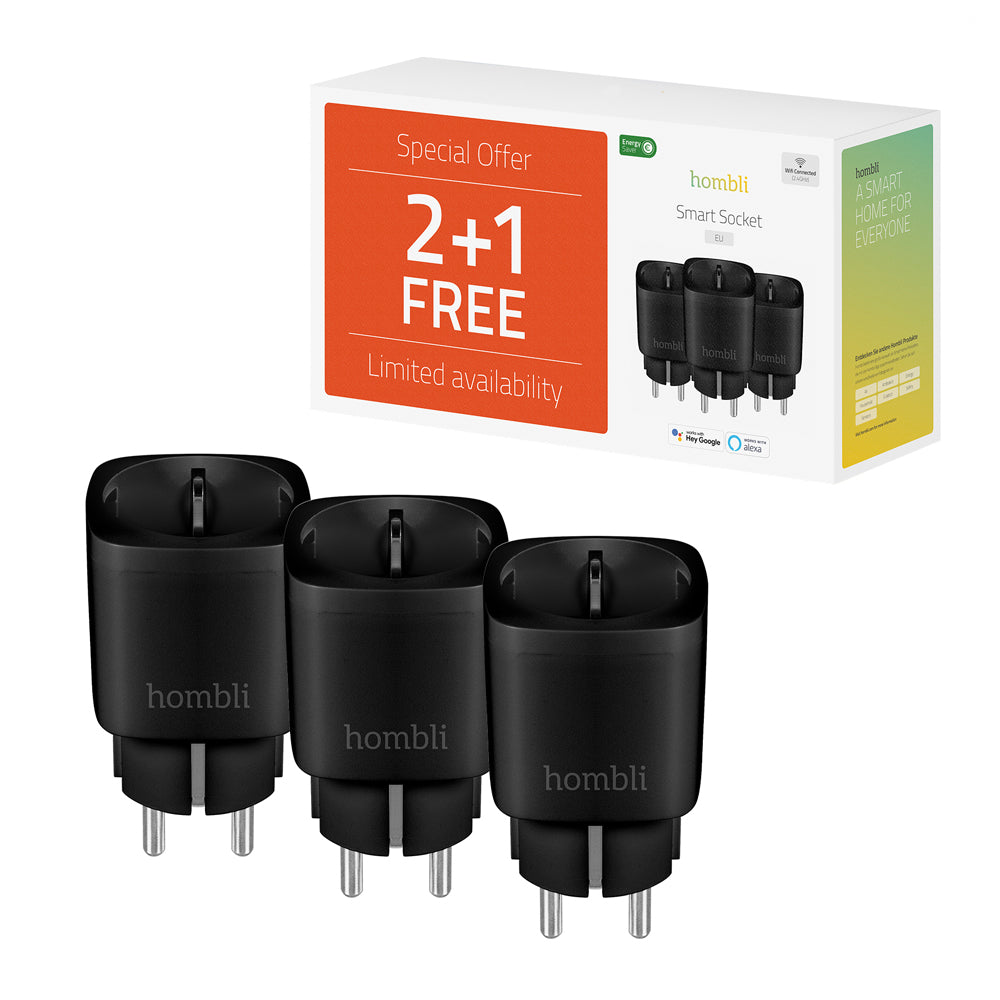 HOMBLI Smart Socket (EU) Promo Pack 2+1, Black