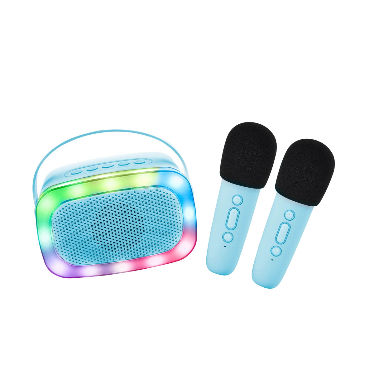 LALARMA KARAOKE WITH LIGHTS AND TWO MICROPHONE - BLUE