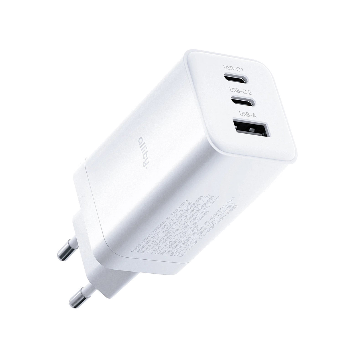 Allity Wall Charger GaN PD QC 2x USB-C 1x USB-A 65W