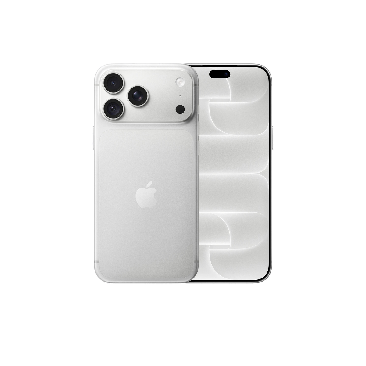 A silver Apple iPhone shown from the back and front against a clean white background.