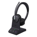LUNE Yealink WH64 Dual Teams wireless headset in black with charging dock, DECT and Bluetooth connectivity.